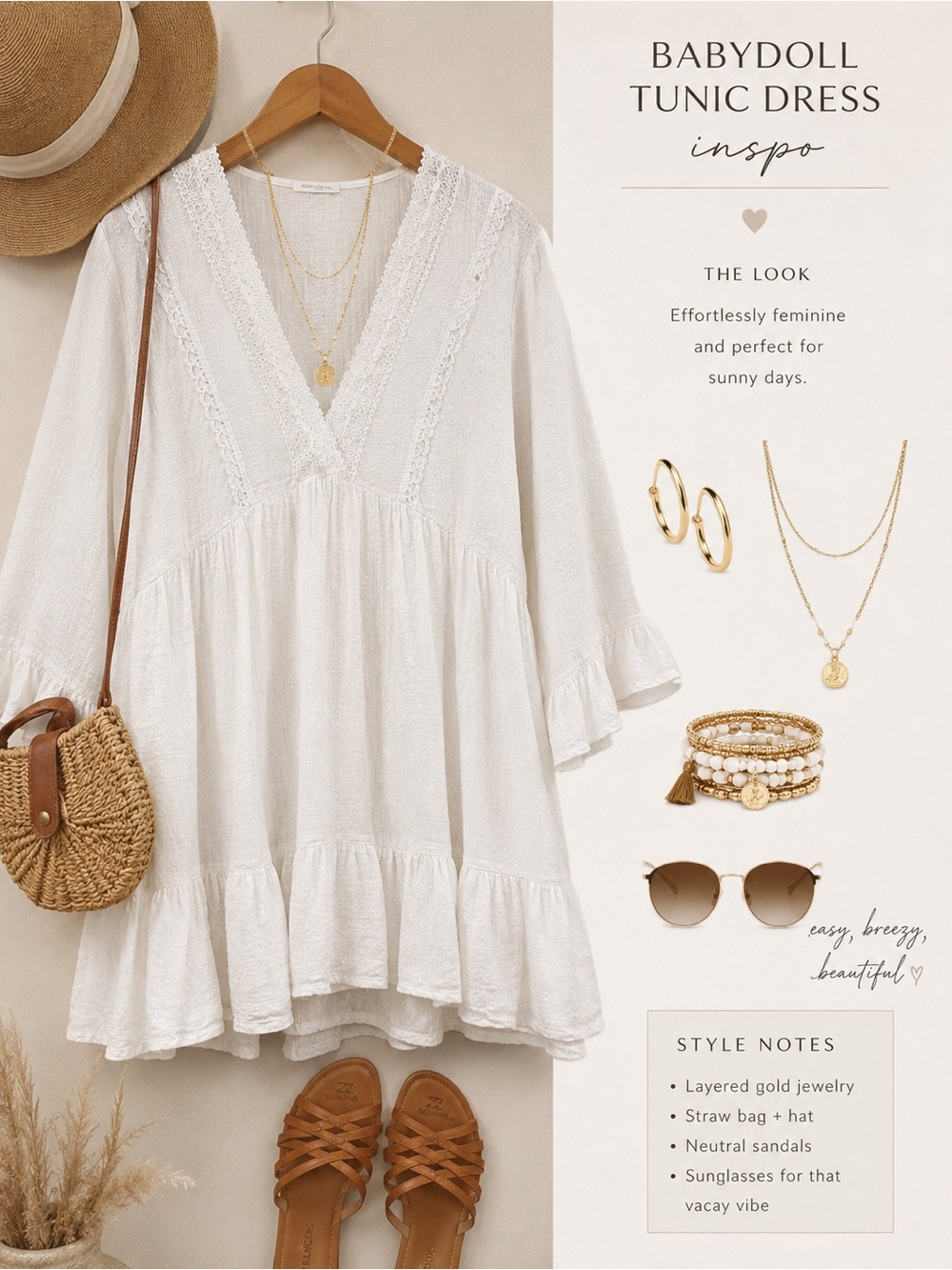 Zara White Textured Tunic with Subtle Lace